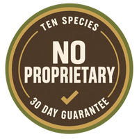Ten species, no proprietary blend, 30-day guarantee